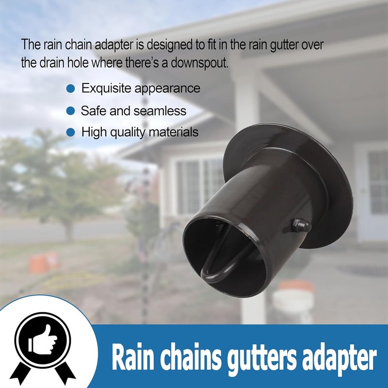 HOLEPU Rain Chain Gutter Adapter, Replacement Downspout for Gutters Black Aluminum, 2Pcs - Image 3